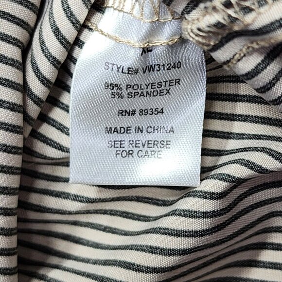 Adrienne Vittadini Shirt Women XL Brown Stripe Button Long Sleeve Stretch Office - Picture 12 of 12